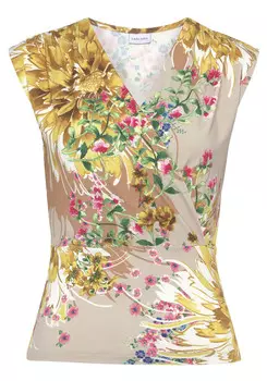 Топ LASCANA Shirt, цвет sand-gelb bedruckt