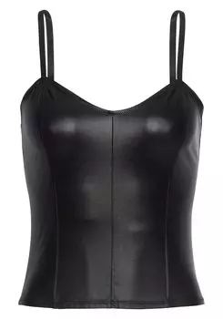 Топ LASCANA Spaghetti, черный