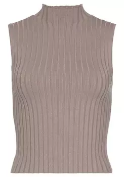 Топ LASCANA Strick, серо-коричневый