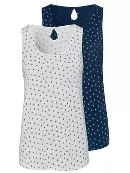 Топ Lascana, темно-синий/белый