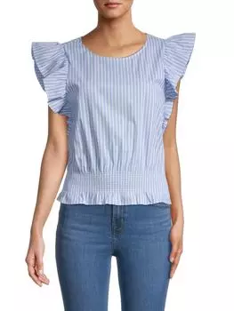 Топ Laundry by Shelli Segal с развевающимися рукавами, blue stripe