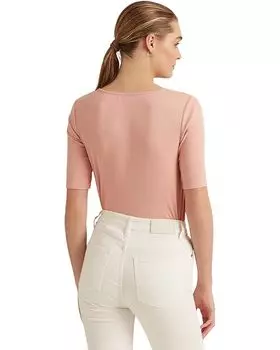 Топ LAUREN Ralph Lauren Elbow-Sleeve Henley Top, цвет Rose Tan
