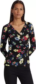 Топ Lauren Ralph Lauren Floral Stretch Jersey Top, цвет Black Multi