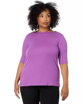 Топ Lauren Ralph Lauren Plus Size Stretch Cotton Boatneck Top, цвет Aurora Violet