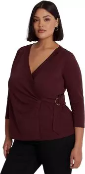 Топ Lauren Ralph Lauren Plus Size Stretch Jersey Surplice Top, цвет Vintage Burgundy