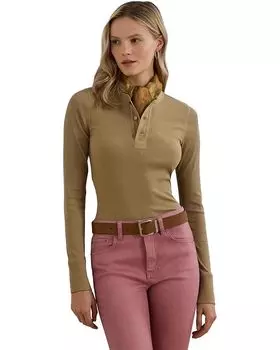 Топ Lauren Ralph Lauren Stretch Cotton Henley Top, цвет Madison Tan