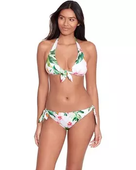 Топ LAUREN Ralph Lauren Watercolor Tropical Floral Tie Front Halter Bikini, цвет Multicolor