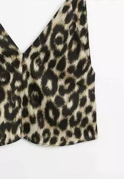 Топ Leopard Print Strappy Massimo Dutti, охра