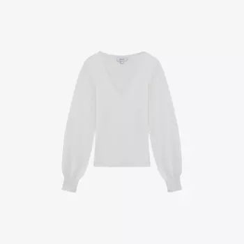 Топ Lexi эластичной вязки с V-образным вырезом Reiss, слоновая кость
