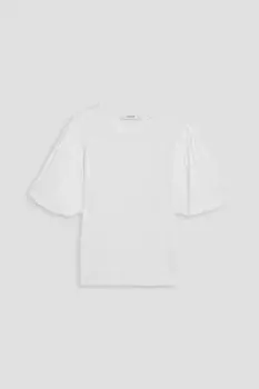 Топ Libby из льняного джерси со вставками из поплина JOIE, белый