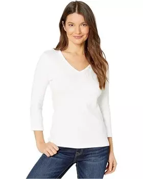 Топ Lilla P 1x1 Rib 3/4 Sleeve V-Neck, белый