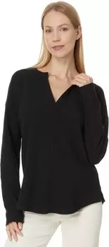 Топ Lilla P Rounded Hem Split Neck, черный