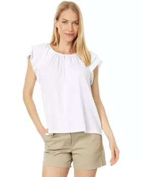 Топ Lilla P Ruffle Sleeve Keyhole, белый