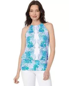 Топ Lilly Pulitzer Bowen Halter Top, цвет Las Olas Aqua Strong Current Sea Engineered Knit Top