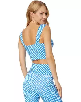 Топ Lilly Pulitzer Calusa Sports Bra UPF 50+ Tank Top, цвет Boca Blue Double Checking