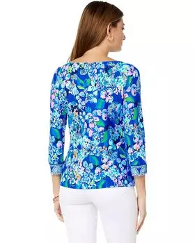 Топ Lilly Pulitzer Everlynn UPF 50+ Top, цвет Blue Grotto Twilight Tropics Engineered Chillylilly