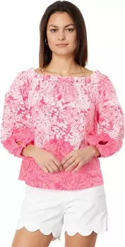 Топ Lilly Pulitzer Jamielynn Long Sleeve Off The Shoulder Top, цвет Roxie Pink Shadow Dancer Engineered