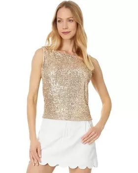 Топ Lilly Pulitzer Jaret Knit Top, цвет Gold Metallic Treasure Box Sequin Knit