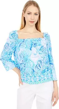 Топ Lilly Pulitzer Lizzie Top, цвет Bermuda Blue Fishful Thinking Engineered