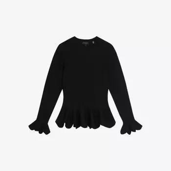Топ Lillyyy эластичной вязки с длинными рукавами и баской Ted Baker, черный