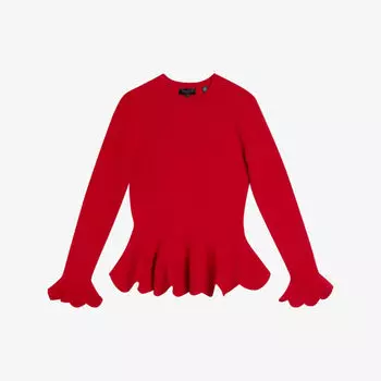 Топ Lillyyy эластичной вязки с длинными рукавами и баской Ted Baker, красный
