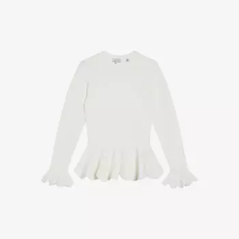 Топ Lillyyy эластичной вязки с длинными рукавами и баской Ted Baker, слоновая кость