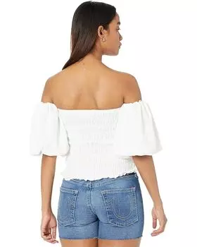 Топ line and dot Sofi Off-the-Shoulder Smocked Top, слоновая кость