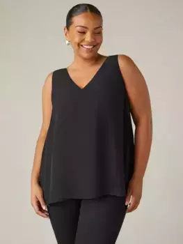 Топ Live Unlimited Curve Chiffon Layered Swing Vest, черный