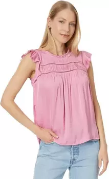 Топ Liverpool Los Angeles Flutter Sleeve Top with Trim Detail Textured Sateen, цвет Rose Pink