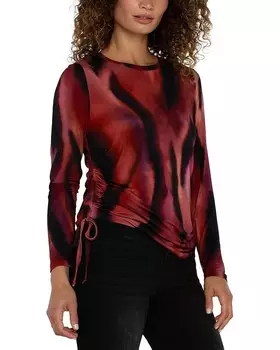 Топ Liverpool Los Angeles Long Sleeve Crew Neck Knit Top W Side Ties Light Weight Jersey Knit, цвет Fire Opal