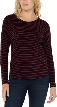 Топ Liverpool Los Angeles Long Sleeve Drop Shoulder Scoop Neck Knit Top, цвет Red/Black Stripe