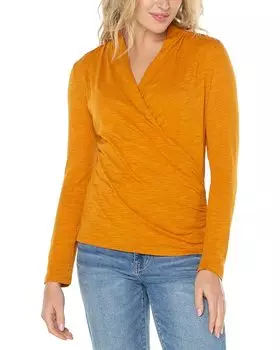 Топ Liverpool Los Angeles Long Sleeve Wrap Front Slub Knit, цвет Rich Gold