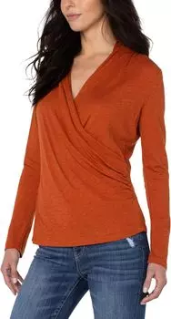 Топ Liverpool Los Angeles Long Sleeve Wrap Front Slub Knit Top, цвет Henna