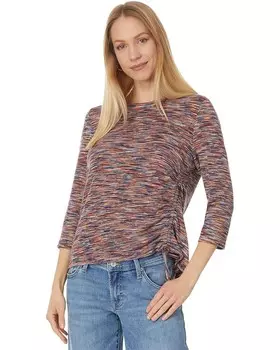 Топ Liverpool Los Angeles Petite 3/4 Sleeve Scoop Neck Knit Top with Asymmetric Tie Detail, цвет Carnelian Multi