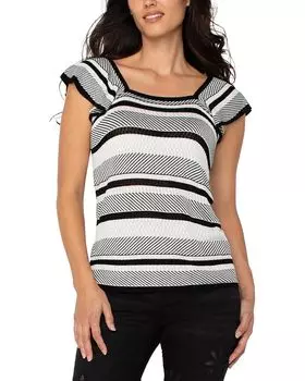 Топ Liverpool Los Angeles Ruffle Sleeve Square Neck Sweater Top, цвет Black/White Stripe