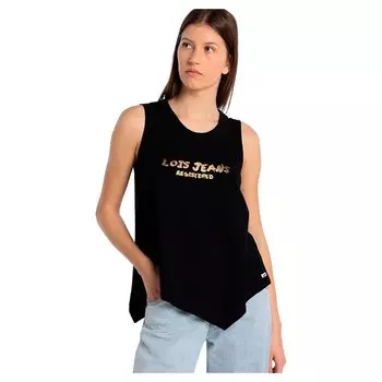 Топ Lois Jeans Slub Asymmetric Foil Confort, черный
