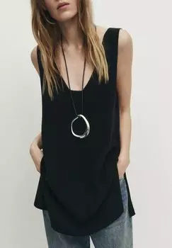 Топ LONG WITH SIDE VENT Massimo Dutti, цвет black