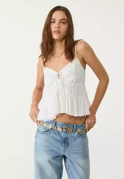 Топ LOOSE FITTING RUFFLED Stradivarius, белый