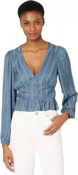 Топ Lost + Wander Cocktails in Corsica Long Sleeve Top, цвет Dusty Blue