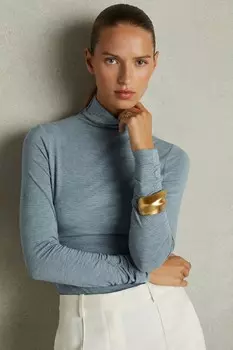 Топ Louisa из джерси с рюшами и шерстью Reiss, синий