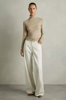 Топ Louisa из джерси с рюшами и шерстью Reiss, нейтральный