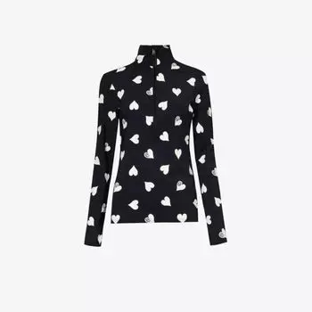 Топ Lovey из эластичной ткани с принтом в виде сердечек Goldbergh, черный