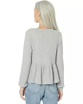 Топ Lucky Brand Cloud Jersey Waffle Button Thru Top, цвет Light Heather Gray