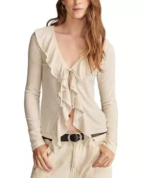 Топ Lucky Brand Cloud Ruffle Long Sleeve Top, цвет Straw Heather