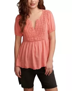 Топ Lucky Brand Crochet Yoke Babydoll, цвет Peach Blossom