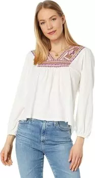Топ Lucky Brand Embroidered V-Neck Peasant Top, цвет Whisper White