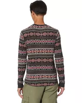 Топ Lucky Brand Garment Dye Print Thermal Crew Top, мульти