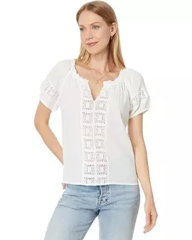 Топ Lucky Brand Granny Square Short Sleeve Top, цвет Whisper White