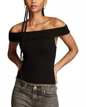 Топ Lucky Brand Off-the-Shoulder Top, цвет Black Stripe