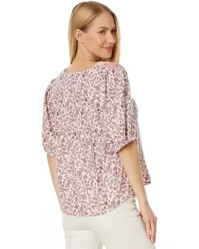 Топ Lucky Brand Printed Short Sleeve Peasant Top, цвет Blush Multi
